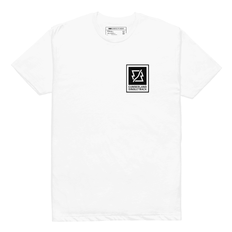 Cumberland Singletrack Stacked Logo Tee - White